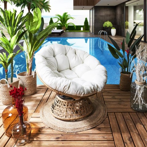 Fotel Cancun biały/ naturalny obrotowy ( Rozmiar: uniwersalny )