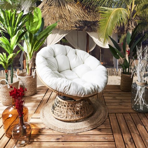 Fotel Cancun biały/ naturalny obrotowy ( Rozmiar: uniwersalny )