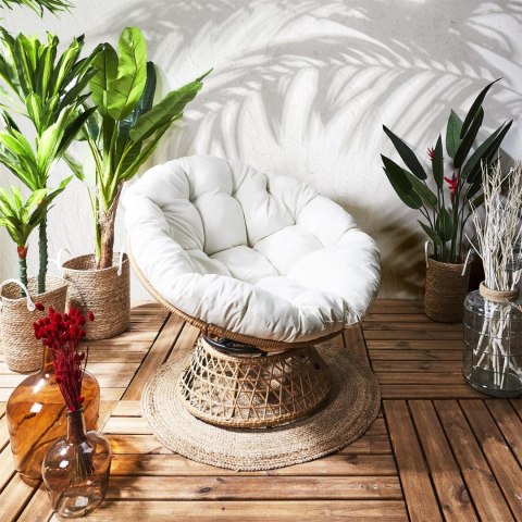 Fotel Cancun biały/ naturalny obrotowy ( Rozmiar: uniwersalny )