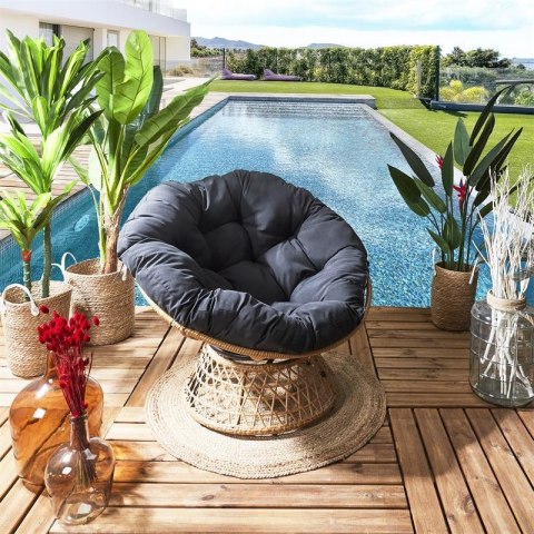 Fotel Cancun czarny/ naturalny obrotowy ( Rozmiar: uniwersalny )