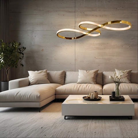 Złota lampa wisząca Infania 32 cm LED CCT