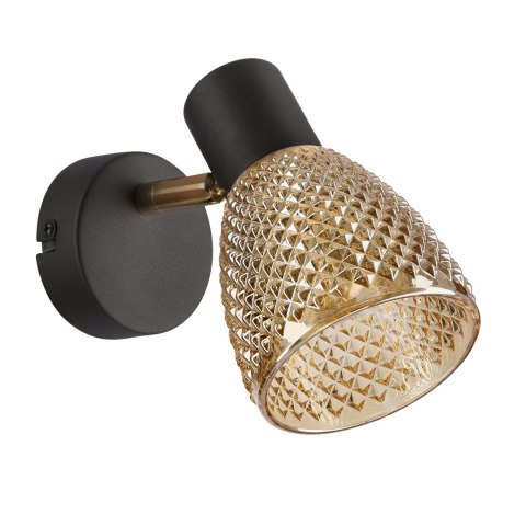 AXEL lampa kinkiet czarny 1x40W E14 klosz bursztynowy