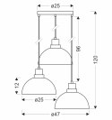 BARCA lampa wisząca czarny 3x40W E27 klosz dymiony