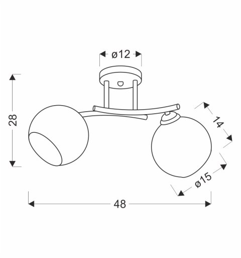 CALMO lampa sufitowa brunatny+złoty 2x40W E27 klosz biały