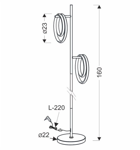 CROMA lampa podłogowa czarny+chromowy 2x12W LED 3000K osłonka biała