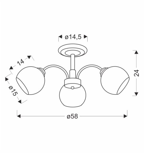 CROMAT lampa sufitowa czarny perłowy 3x40W E27 klosz grafitowy