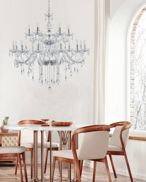 Cristallo lampa wisząca chromowy 18x40W E14 transparentny