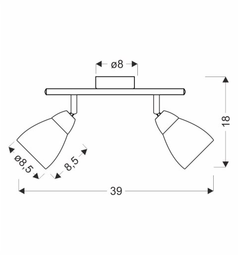 ESTELLO lampa sufitowa listwa chromowy 2x40W G9 klosz dymiony