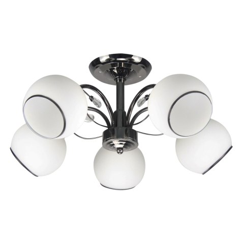 GRAPHITE LAMPA SUFITOWA CZARNY PERŁOWY 5X40 E27 KLOSZ BIAŁY