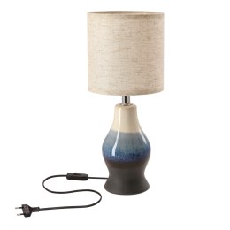 NAVIA lampka stołowa ceramiczna beżowy+niebieski 1x40W E14 abażur kość słoniowa