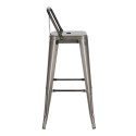 Hoker D2.DESIGN Paris Back 75 cm metalowy srebrny z oparciem, insp. Tolix ( Rozmiar: uniwersalny )