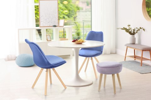 Stół okrągły Simplet Skinny White MDF metal biały 80 cm na 1 nodze ( Rozmiar: uniwersalny )