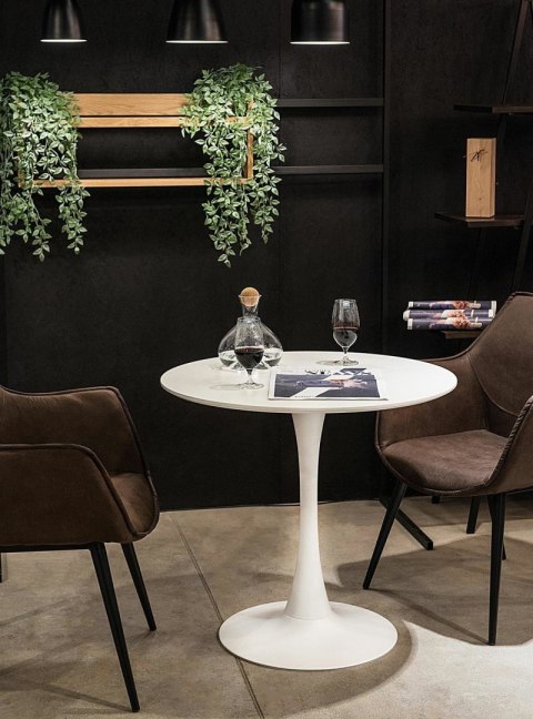Stół okrągły Simplet Skinny White MDF metal biały 80 cm na 1 nodze ( Rozmiar: uniwersalny )