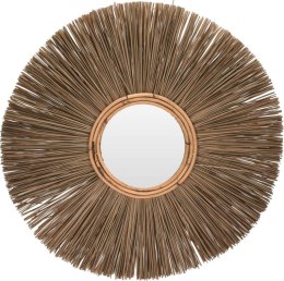 Lustro okrągłe boho Kubul 66 cm do przedpokoju i salonu w naturalnej ramie na ścianę ( Rozmiar: uniwersalny )