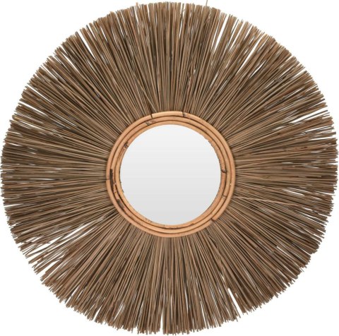 Lustro okrągłe boho Kubul 66 cm do przedpokoju i salonu w naturalnej ramie na ścianę ( Rozmiar: uniwersalny )