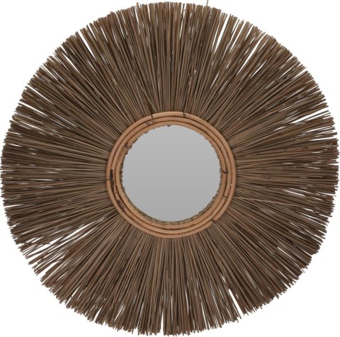 Lustro okrągłe boho Kubul 66 cm do przedpokoju i salonu w naturalnej ramie na ścianę ( Rozmiar: uniwersalny )