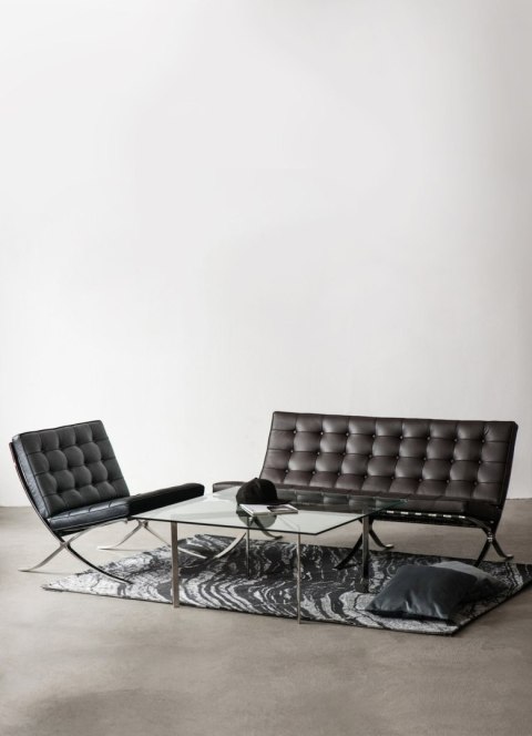 Sofa BA3 3 osobowa, czarna ekoskóra PU ( Rozmiar: uniwersalny )
