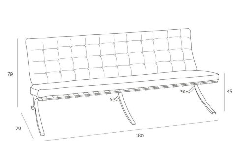 Sofa BA3 3 osobowa, czarna ekoskóra PU ( Rozmiar: uniwersalny )