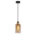 DOPPIO lampa wisząca czarny+złoty 1x40W E14 klosz bursztynowy