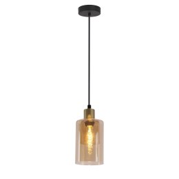 DOPPIO lampa wisząca czarny+złoty 1x40W E14 klosz bursztynowy