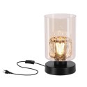 DUCATO lampka stołowa czarny 1x40W E27 klosz bursztynowy