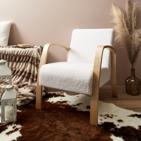 Fotel Hella boucle biały/ naturalny ( Rozmiar: uniwersalny )