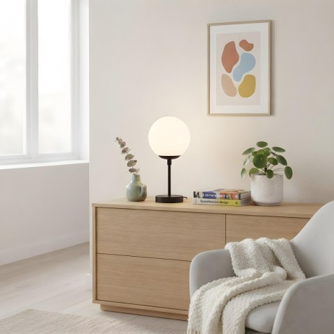 Lampa stołowa czarna, biała kula Dorado mała LP-002/1T S BK