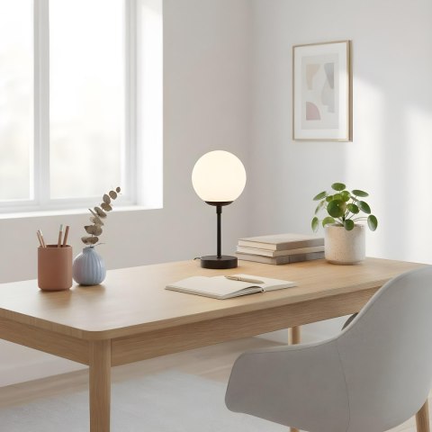 Lampa stołowa czarna, biała kula Dorado mała LP-002/1T S BK