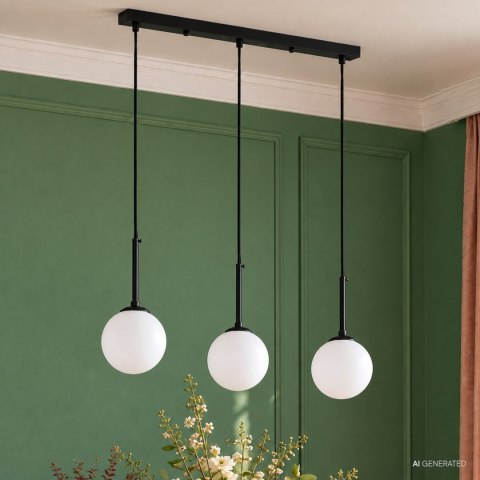 POMPEI LAMPA WISZĄCA CZARNY 3X40W E27 KLOSZ BIAŁY