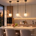 POMPEI LAMPA WISZĄCA CZARNY E27 KLOSZ BIAŁY 15CM