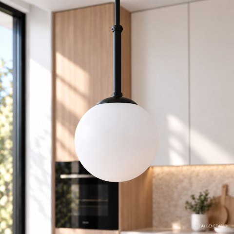 POMPEI LAMPA WISZĄCA CZARNY E27 KLOSZ BIAŁY 15CM