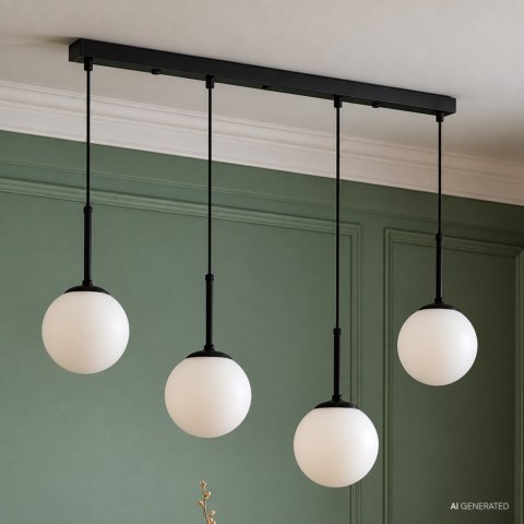 POMPEI LAMPY WISZĄCE CZARNY 4X4X40 E27 KLOSZ BIAŁY