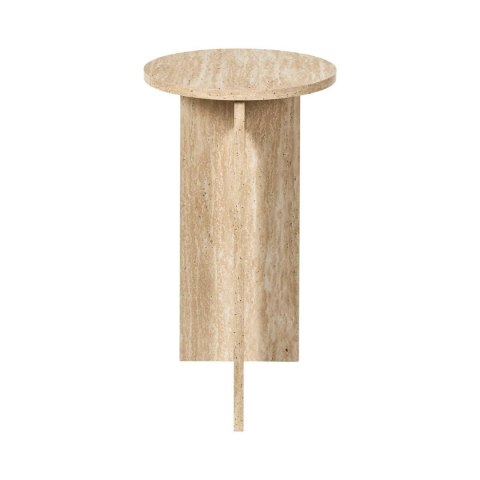 Stolik pomocniczy Stone okrągły do salonu beżowy japandi 30 cm ( Rozmiar: uniwersalny )