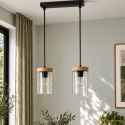 Wels lampa wisząca 2X40 czarny+drewniany klosz dymiony 32-21991
