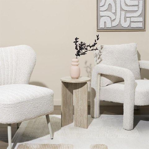 Stolik pomocniczy Stone okrągły do salonu beżowy japandi 30 cm ( Rozmiar: uniwersalny )