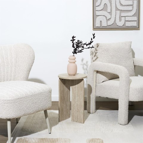 Stolik pomocniczy Stone okrągły do salonu beżowy japandi 30 cm ( Rozmiar: uniwersalny )