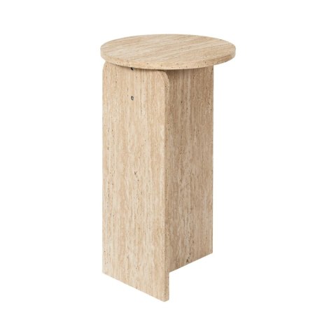 Stolik pomocniczy Stone okrągły do salonu beżowy japandi 30 cm ( Rozmiar: uniwersalny )