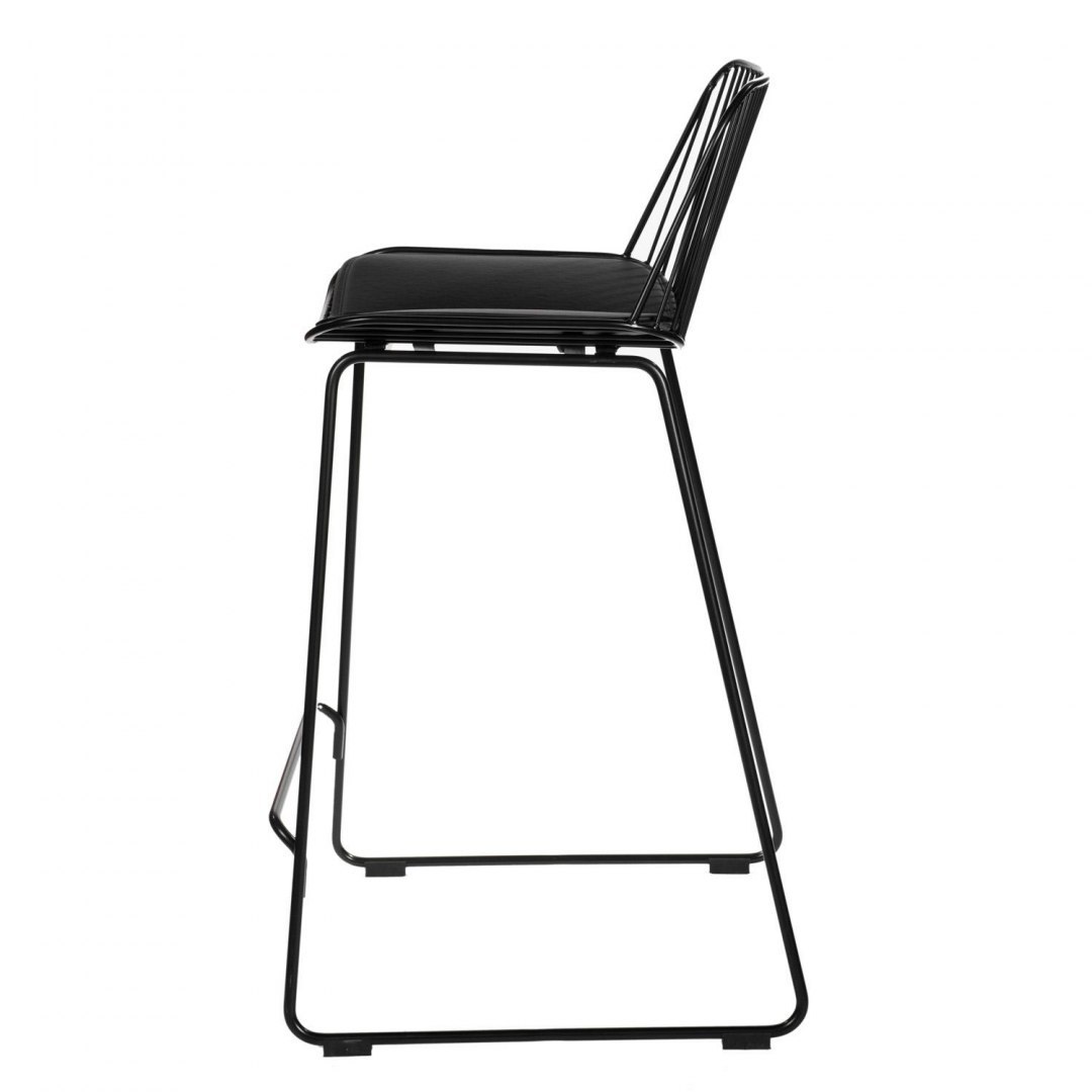 Krzesło barowe Dill Low czarne z czarną poduszką