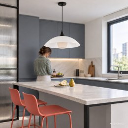 DUETTO lampa wisząca czarny 1x40W E27 klosz biały+beżowy