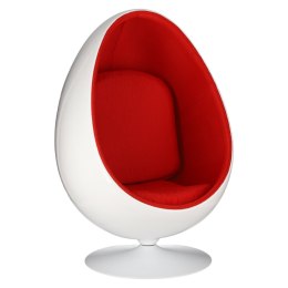 Fotel obrotowy Ovalia Chair D2.DESIGN wełniany biało-czerwony nowoczesny ( Rozmiar: uniwersalny )