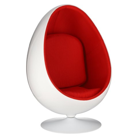 Fotel obrotowy Ovalia Chair D2.DESIGN wełniany biało-czerwony nowoczesny ( Rozmiar: uniwersalny )