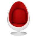 Fotel obrotowy Ovalia Chair D2.DESIGN wełniany biało-czerwony nowoczesny ( Rozmiar: uniwersalny )