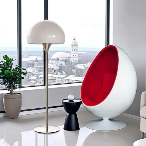 Fotel obrotowy Ovalia Chair D2.DESIGN wełniany biało-czerwony nowoczesny ( Rozmiar: uniwersalny )