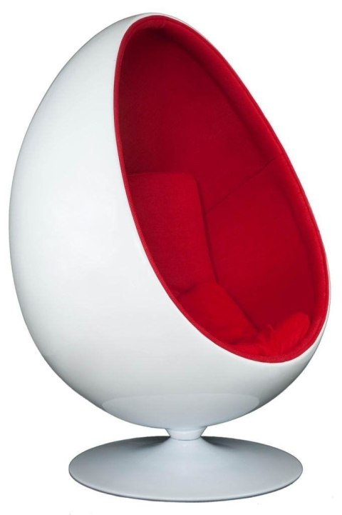 Fotel obrotowy Ovalia Chair D2.DESIGN wełniany biało-czerwony nowoczesny ( Rozmiar: uniwersalny )