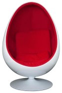 Fotel obrotowy Ovalia Chair D2.DESIGN wełniany biało-czerwony nowoczesny ( Rozmiar: uniwersalny )