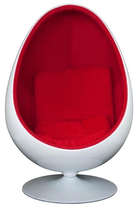 Fotel obrotowy Ovalia Chair D2.DESIGN wełniany biało-czerwony nowoczesny ( Rozmiar: uniwersalny )
