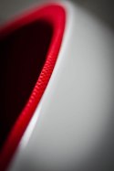 Fotel obrotowy Ovalia Chair D2.DESIGN wełniany biało-czerwony nowoczesny ( Rozmiar: uniwersalny )
