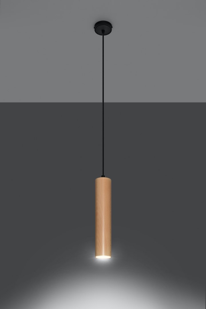 Lampa wisząca LINO 1, drewniana tuba.