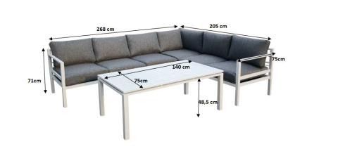 Zestaw mebli ogrodowych ALLUMINIO GRANDE biały