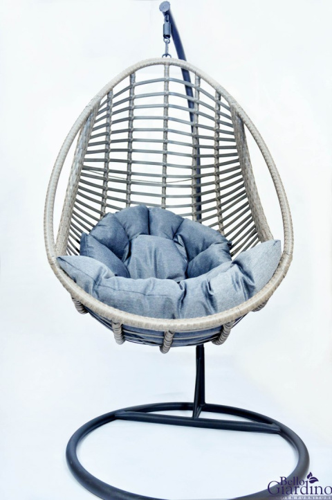 Fotel wiszący kokon kosz bujany szary technorattan